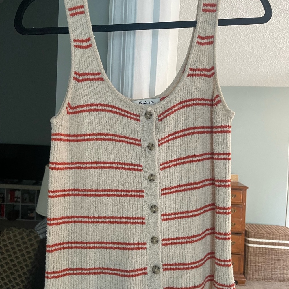 Madewell Ivory and Red Striped Knit Top